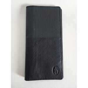 Sova Genuine Leather Black Bifold Wallet ID Card Holder Checkbook Organizer